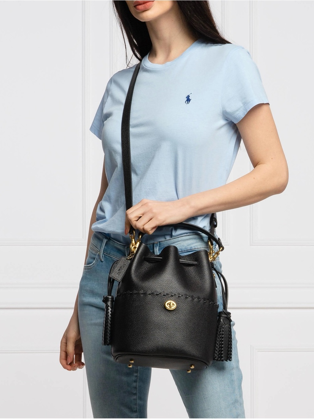 COACH Lora Bucket Bag With Whipstitch Detail In Black 651 - Picture 11 of 12